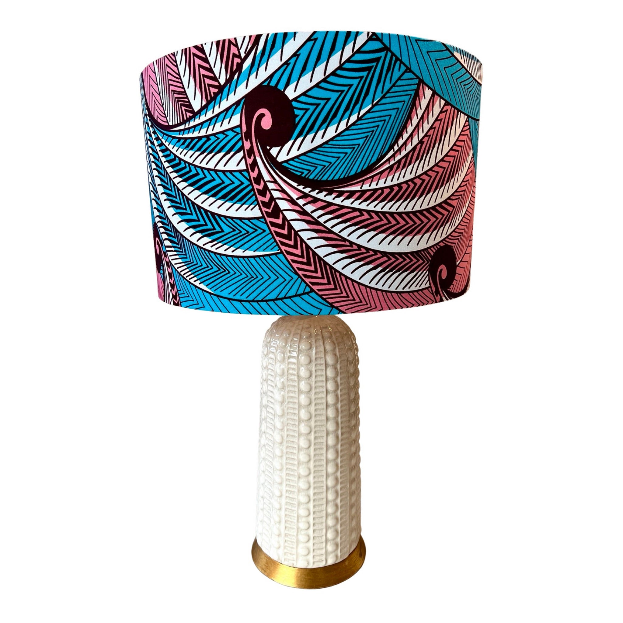 Hannah – Pink African Wave Double Sided Drum Lamp Shade