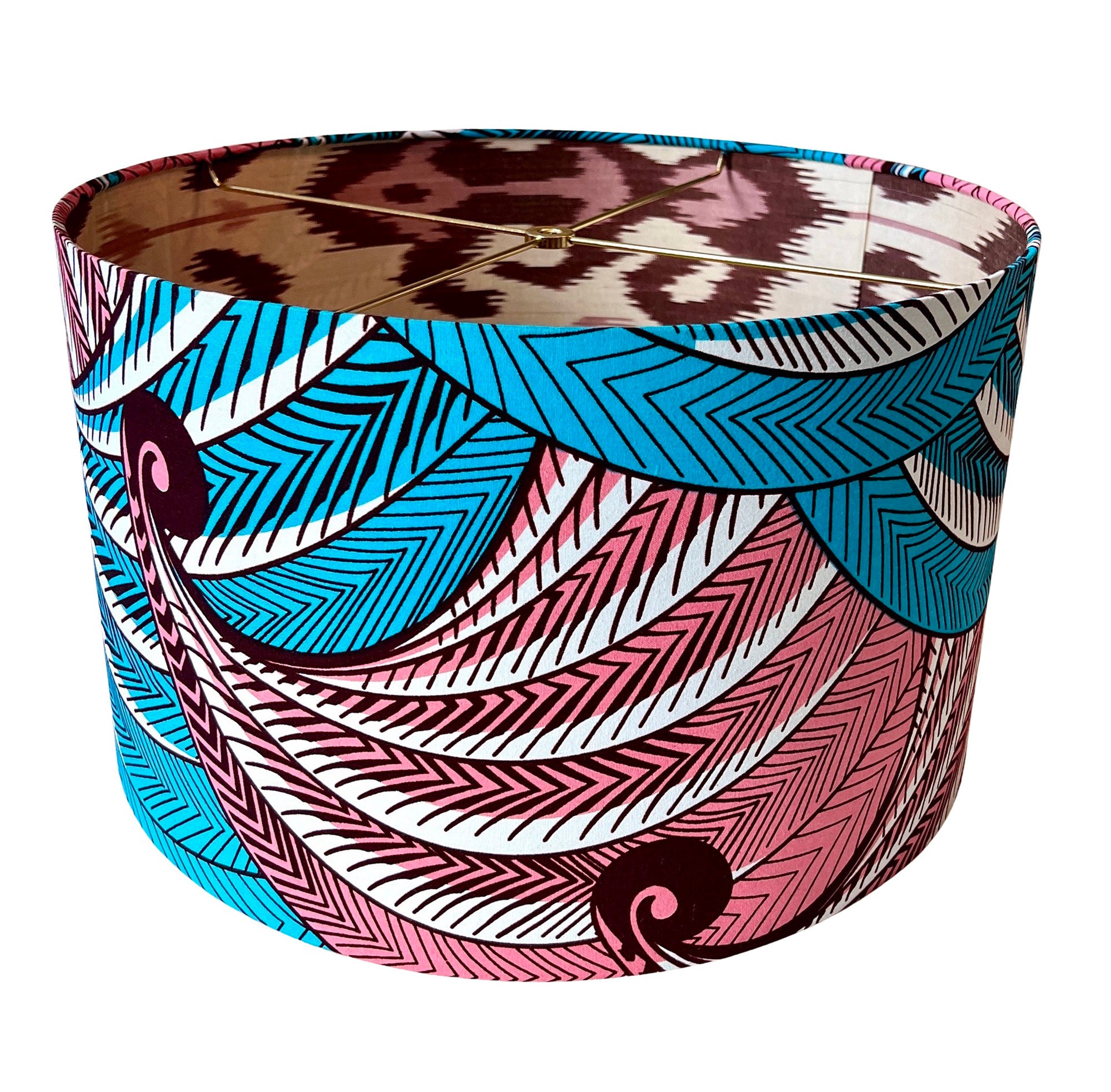 Hannah – Pink African Wave Double Sided Drum Lamp Shade