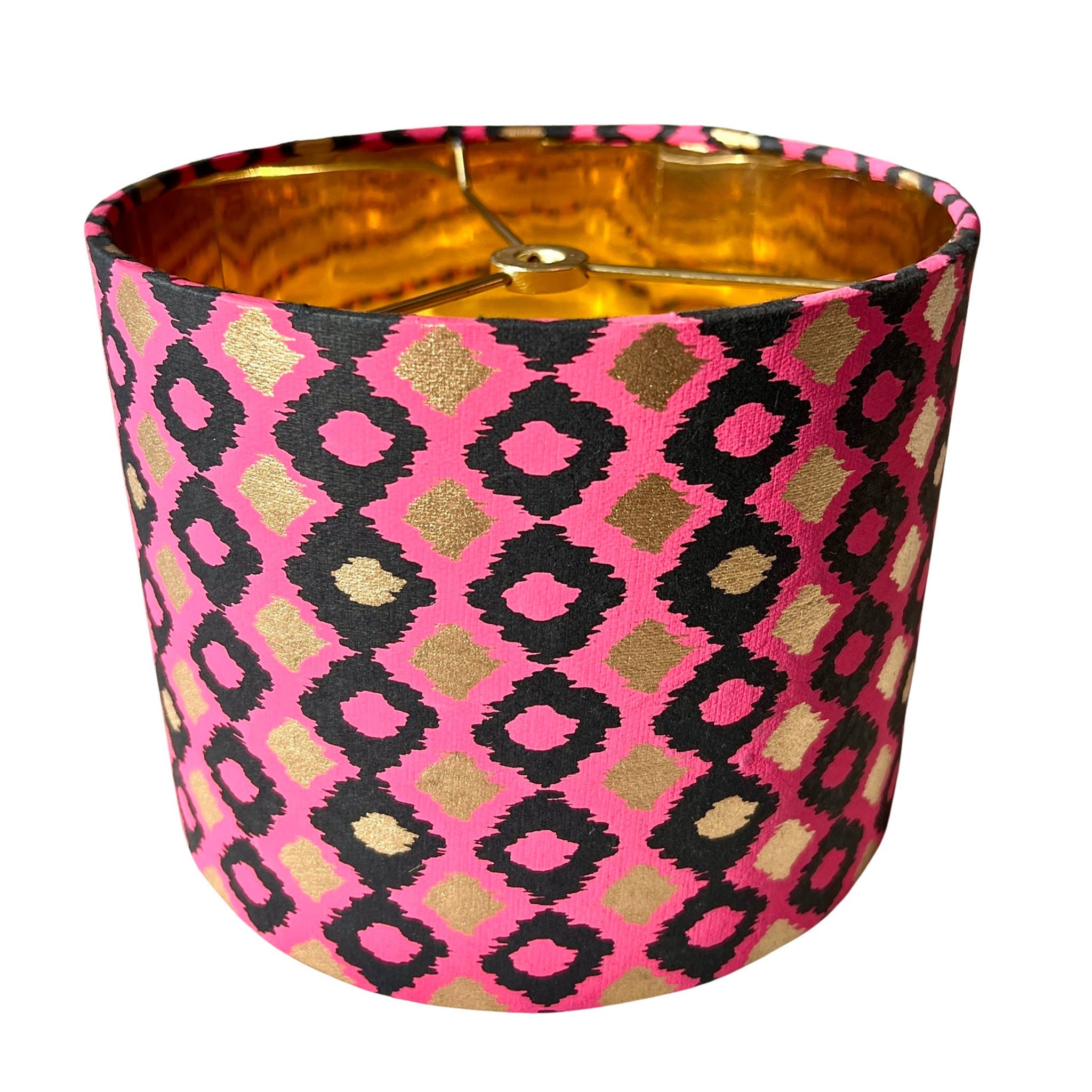 Hazel – Pink Gold & Black Paper Drum Lamp Shade