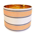 Hopkins | Cream Gray & Orange Striped Linen Drum Lamp Shade