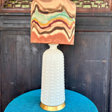 James / Contemporary Wave Print Drum Lamp Shade W/ Gold Interior