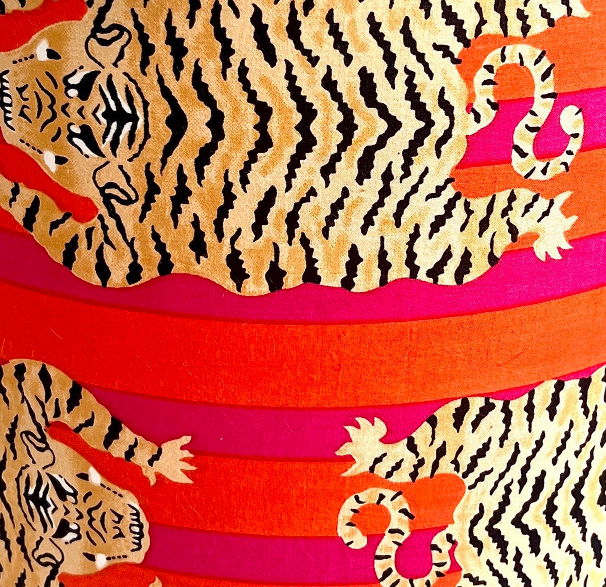 hot pink and orange stripes with tiger fabric