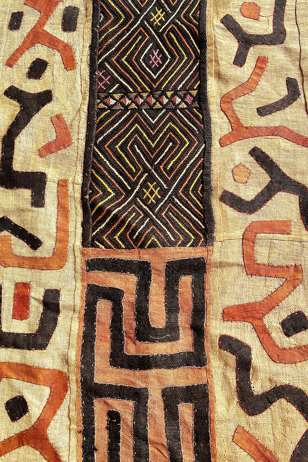 black, beige, dark brown kuba cloth