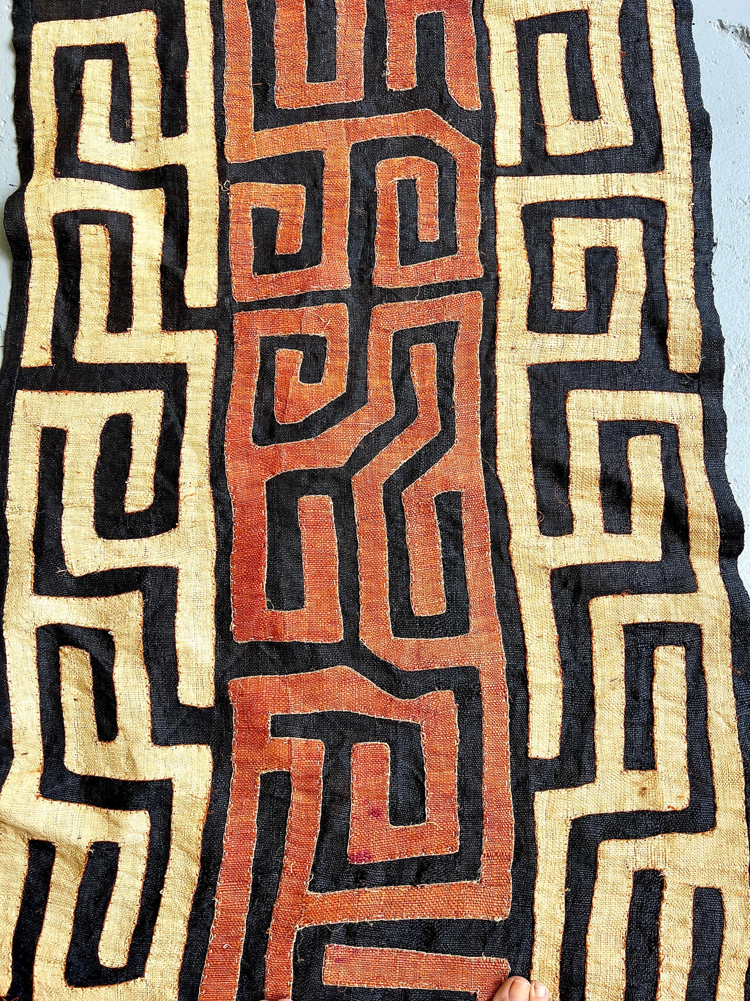 beige, black, dark orange kuba cloth