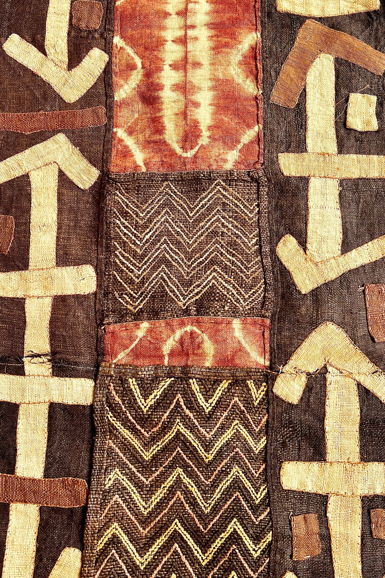 dark brown, beige and maroon kuba cloth