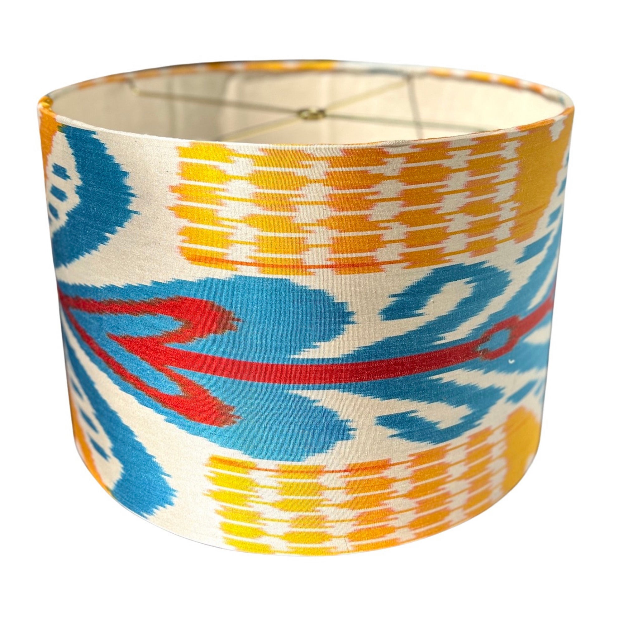 Luna / Multi Color Silk Ikat Drum Bespoke Lampshade