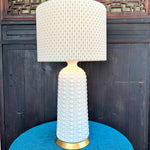 Mary / Cream Linen w/ Gray Bespoke Drum Lampshade