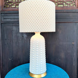 Mary / Cream Linen w/ Gray Bespoke Drum Lampshade