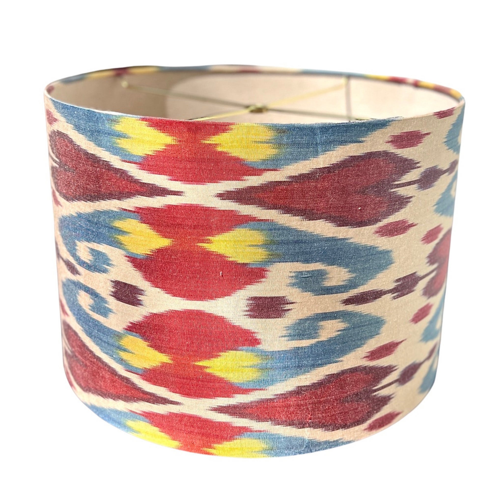 Mila / Multi Color Silk Ikat Drum Bespoke Lampshade