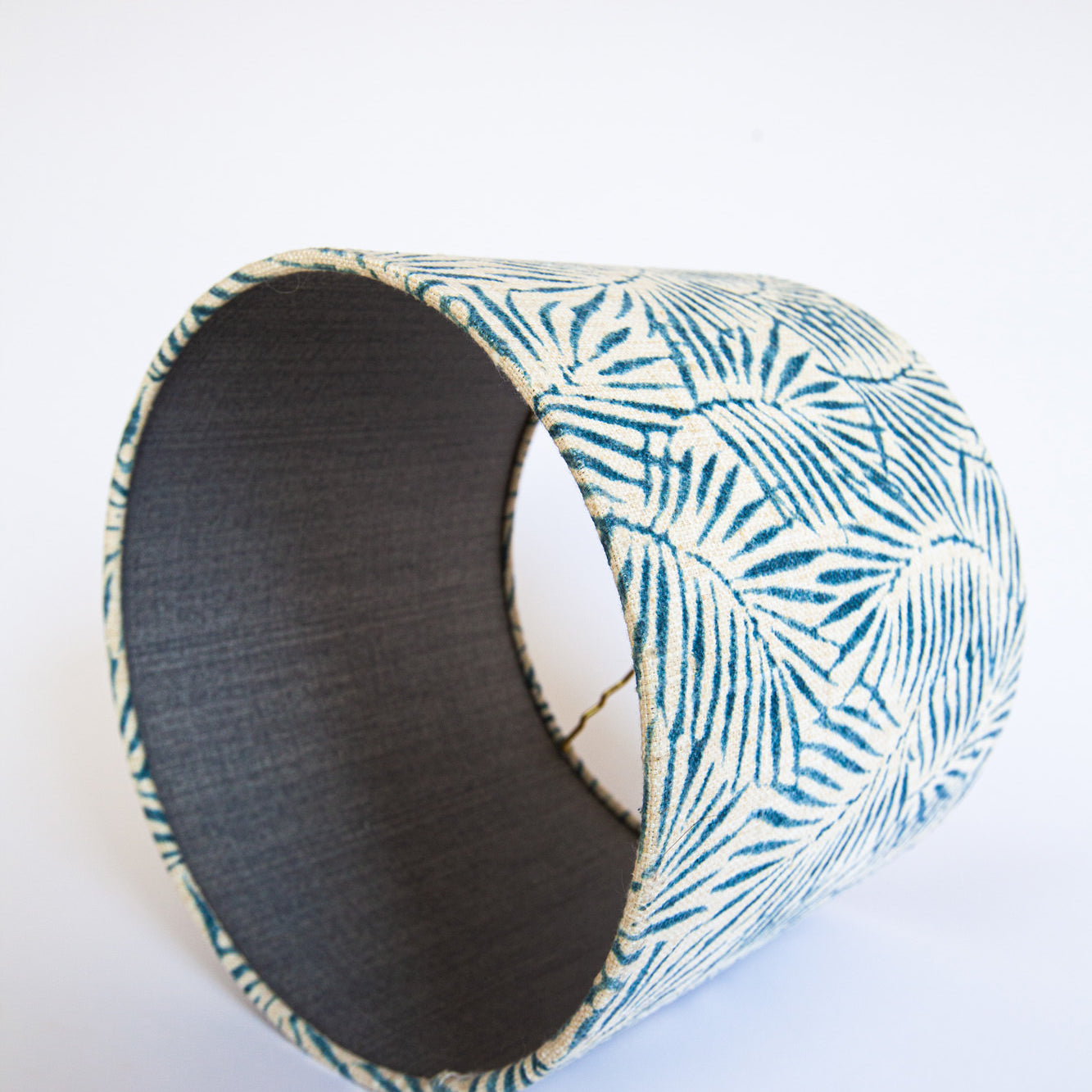 Nancylee - Blue and White Bamboo Linen Drum Lamp Shade