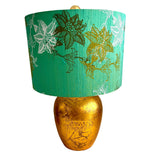 Flower / Iridescent Green Dupioni Silk Drum Lampshade by Paige Hathaway Thorn