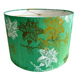 Flower / Iridescent Green Dupioni Silk Drum Lampshade by Paige Hathaway Thorn