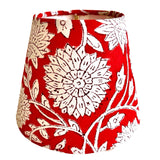 Angelica / Red and White Floral Block Print Chandelier Shade