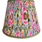 Chloe / Colorful Ikat Pleated Empire Lampshade w/ Olive Trim