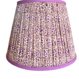 Evelyn / Violet and Purple Flowered Pleated Empire Lampshade w/ PInk Trim