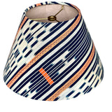 Sam / Blue Striped African Mud Cloth Bespoke Empire Lampshade