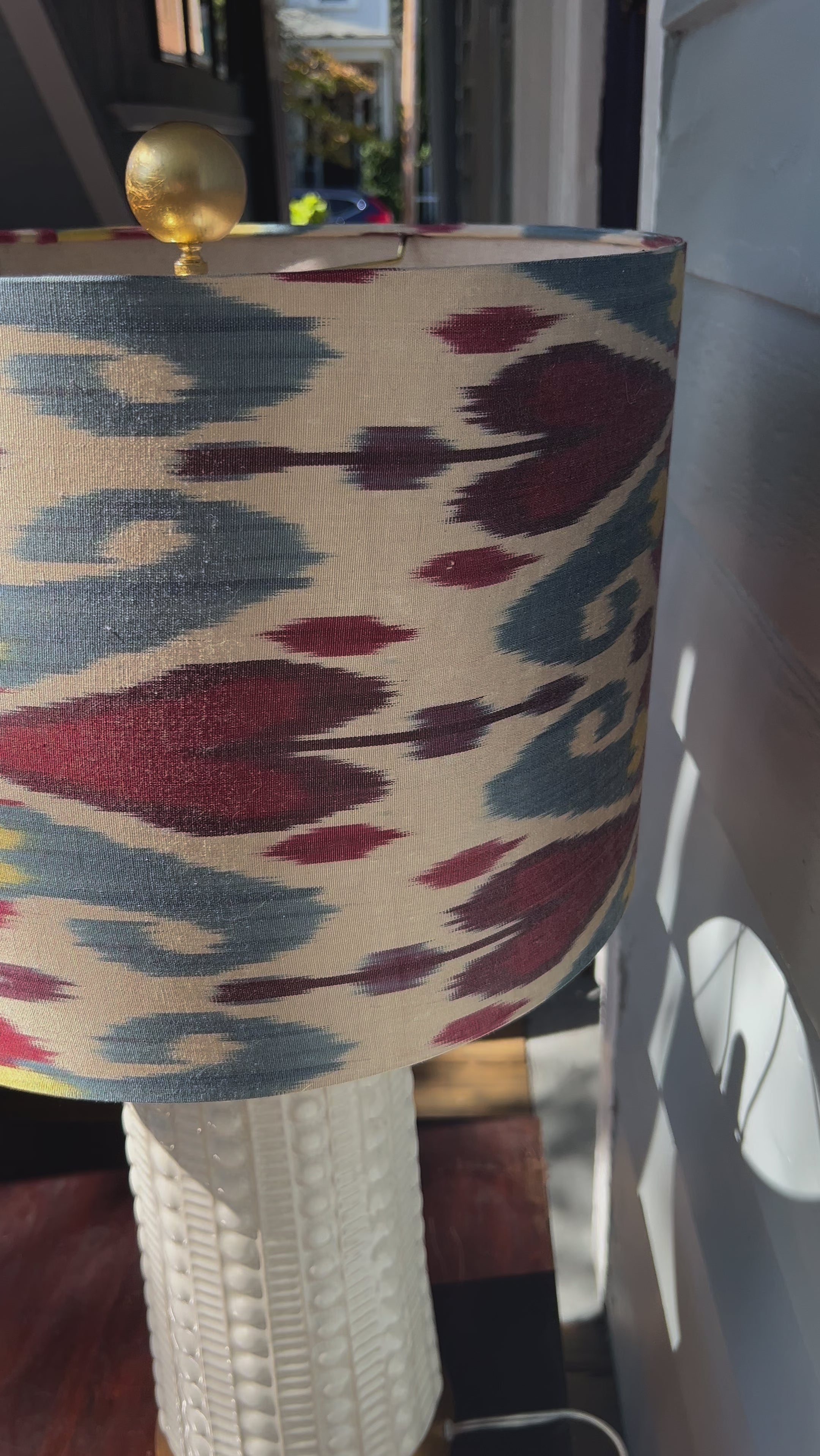 Mila / Multi Color Silk Ikat Drum Bespoke Lampshade Video