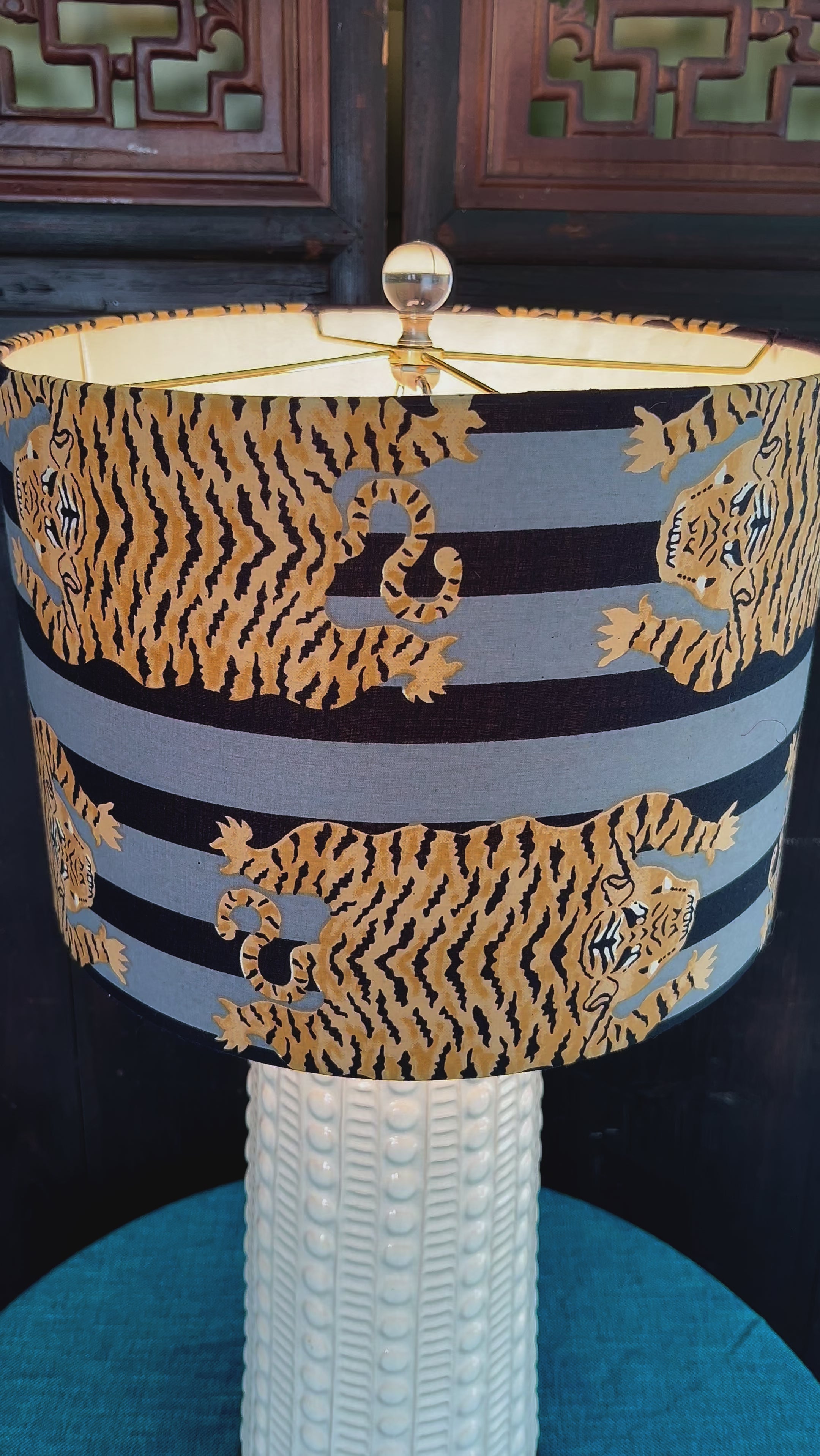 Katherine Blue / Two Toned Striped Tiger Drum Lamp Shade video