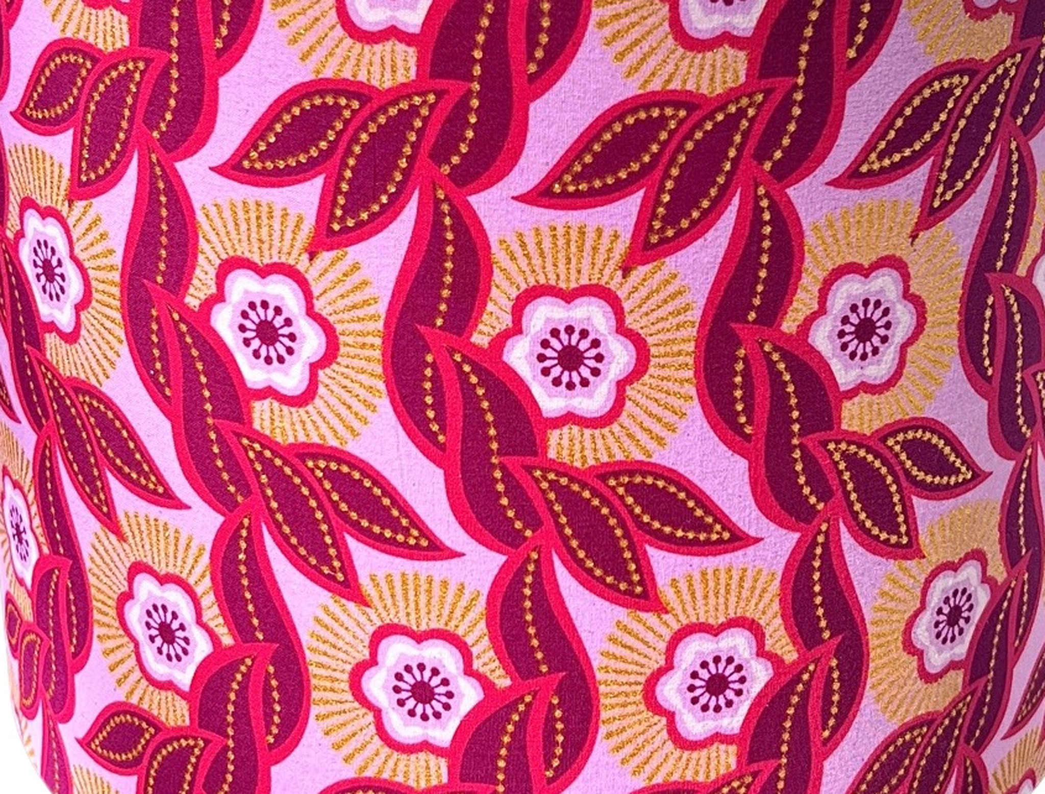 red, hot pink, yellow and light pink fabric