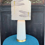 Willa Drum | Cream Linen Dragonfly Bespoke Drum Lamp Shade